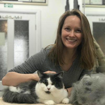 Lady with cat after grooming, Absolutely Animals