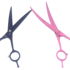 Pink & Blue Curved, Right handed scissors