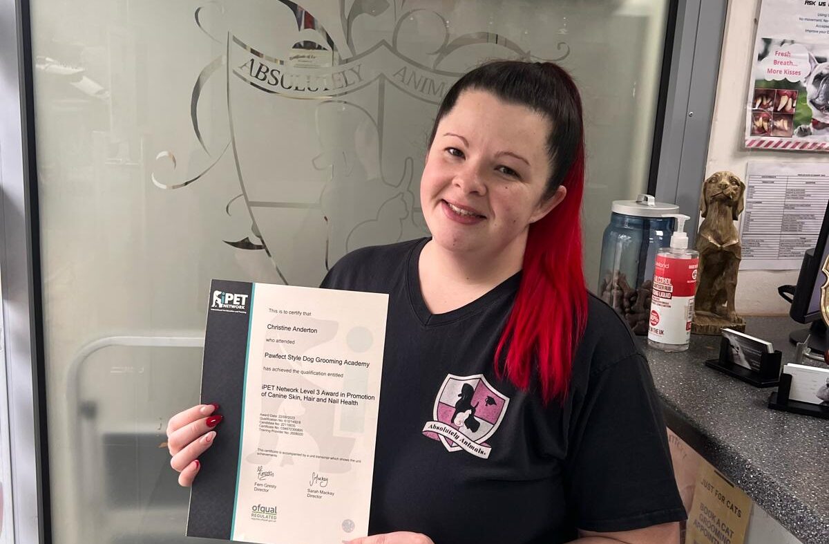 Christine Anderton passes Canine Skin Hair and Nail Health Qualification!