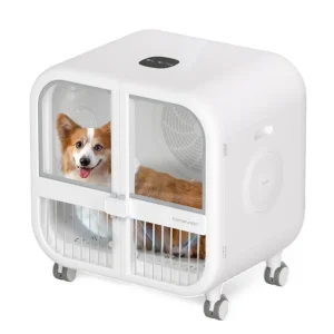 Large pet dryer box for cats and dogs with quiet hands free drying system